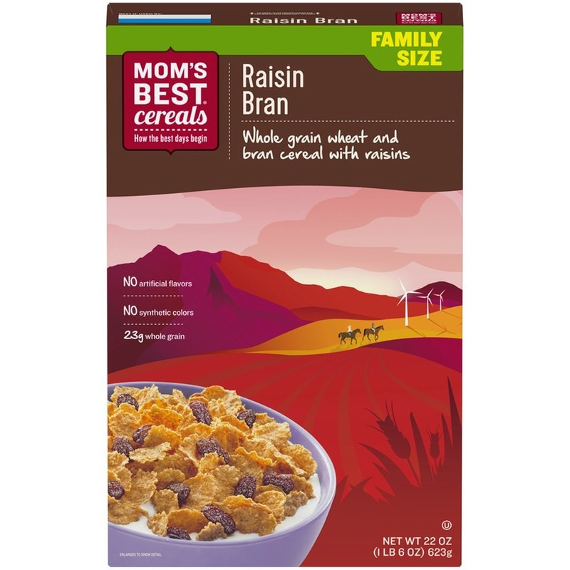Mom's Best Raisin Bran Cereal, Whole Grain, 22 Ounces (Pack