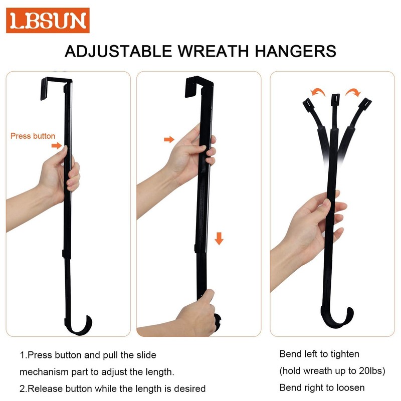 LBSUN Wreath Hanger, Adjustable Over The Door Wreath Hanger from