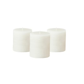 Simply Soson 3x3 inch White Pillar Candles Set of 3, Rustic Texture, Unscented White Candles, Dripless Candles, 3 inch Pillar Candles Ideal as Wedding, Parties, Spas, Dinner, Home Decoration, Church