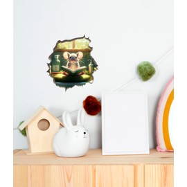 Mouse Reading Book Wall Murals Peel and Stick for Kids Room, Classroom Wall Decor - 3D Effect Wall Mural, Ideal Wall Stickers & Murals, Decorative Decal for Educational Spaces Design 15