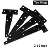 Pair of T-Strap Heavy Duty T-Hinges Securit Galvanised White Zinc