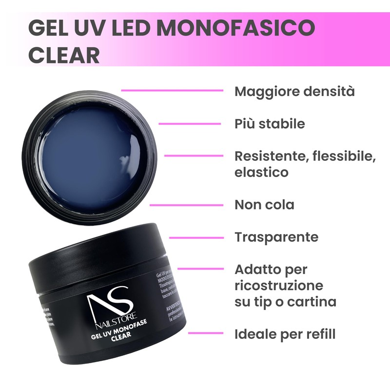 Nail Store UV Gel Single Phase Clear Long Hold Self