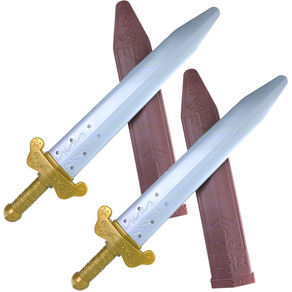 GIFTEXPRESS 2-pack 19" Plastic Roman Sword with Sheath for Pretend Play, Knight Costume, Roman Warrior Costume Accessory