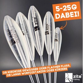 Zite Fishing Sbirolino Floats Set of 2 | 5-25 g Spirolinos Trout Fishing Slow Sinking | Float for Trout Baits such as Trout Dough and Trout Spoons (Set of 5)