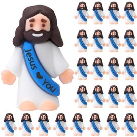 【Original Design】25/50 Pcs Mini Jesus Figures Little Jesus Figures Cute Jesus Ornament with Jesus Love You Slogan Mother's Day Gift to Hide and Seek Religious Party Favors Sunday School Baptism Gifts Home Decoration:_25 Pcs Purple