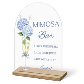 Mimosa Bar Sign For Table, Champagne Flower Acrylic Mimosa Bar With Base Supplies For Baby Shower Bridal Shower, Decoration For Wedding Bachelorette Engagement Party, Welcome Sign Stand For Party -10