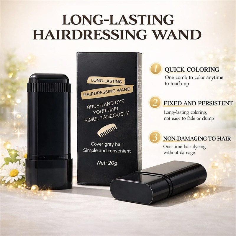 2-in-1 Hair Color Stick & Comb, Long-Lasting Waterproof Color,Sweat-Proof, Quick
