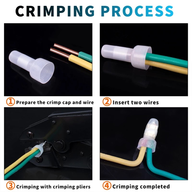 Teansic 500 Pcs Closed End Crimp Connectors, 22-16 AWG Wire