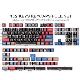 JakeTsai Keycaps, 152 Keys, Dye Sublimation, Cherry Profile Keycaps, Black PBT Keycaps Set for Cherry Magnetic Switch, ISO/ANSI Layout, Mechanical Keyboards