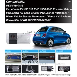 Berlingan Car Reverse Number Plate Light Camera Night Vision Waterproof Parking System Reversing Camera for Fiat 500 Twinair Abarth 500C 595C 695C 312C Linea 500X
