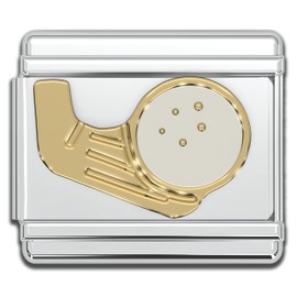 Fablinks Italian Bracelet Charms, 9mm Stainless Steel Charm Link for Women, Modular Golf Ball Sport Jewelry Links for Men (Golf)