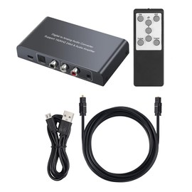 KUNLONGSKY DAC Converter with IR Remote Control DAC Digital Coaxial Toslink to Analog Stereo RCA 3.5mm Audio Adapter 192KHz 24Bit, 500435965