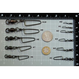 Piscorush Fishing Snap Swivel Ball Bearing Fishing Swivels with Coastlock Snaps High Strength Saltwater Connector Freshwater Corrosion Resistance Black Nickel Size #0-#10 (Size #2_48lb, Pack of 25)