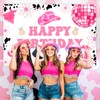 5 * 3ft Disco Cowgirl Birthday Party Backdrop Decorations Space