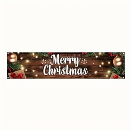 Blissyard Outdoor Merry Christmas Hanging Banner 78.7x17.7 Inches Christmas House Fence Banner Decoration Holiday Party Supplies Vintage Xmas House Garaged Indoor Outside Christmas Party