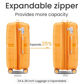 Luggage Sets 4 Piece (14/20/24/28) Lightweight Expandable Polypropylene Suitcase - Orange