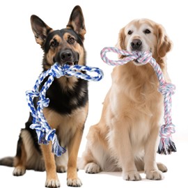 YALAVA Dog Rope Toys for Aggressive Chewers, 20 Inch 2 Pack Heavy Duty Chew Toys for Teeth Cleaning, Cotton Rope Dog Tug Toy for Medium to Large Breed