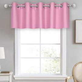 DECOVSUN Light Beige Grommet Valance for Kitchen Blackout Curtain Cream Ivory Valance for Living Room Short Straight Drape for Bedroom Kids Room 70 Inch Wide by 18 Inch Long 1 Panel