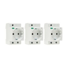 RSE Built-in Socket 230 V/16 A Sockets for DIN Rail Meter Cabinet Distribution Installation Pack of 3