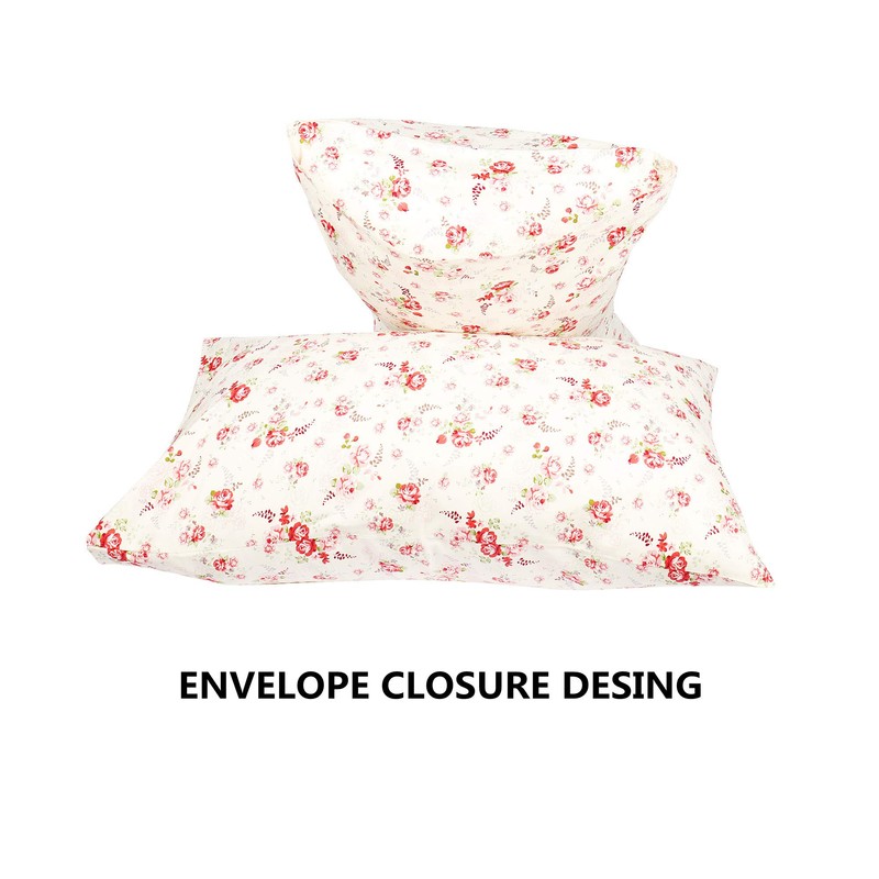 Floral Pillow Cases Queen 2 Pack, 100% Cotton Pillow Covers