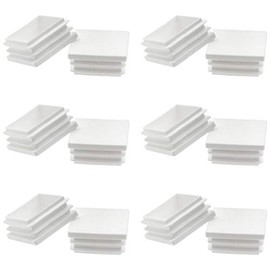 Qjaiune 12 Pack 38mm/1 1/2 Inch Square Plastic Plugs White Pipe Tubing End Cap Plastic Tubing Plug Durable Chair Glide for Table Chair Legs Tube Inserts