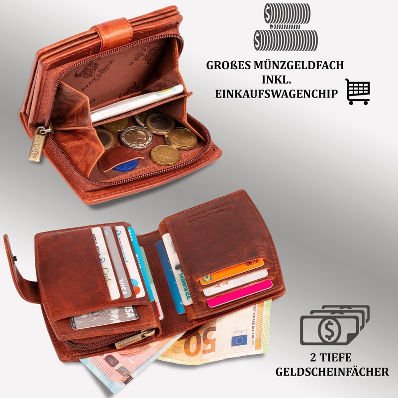 MATADOR Real Leather Women’s Wallet, 3622, RFID Protection, Numerous Card