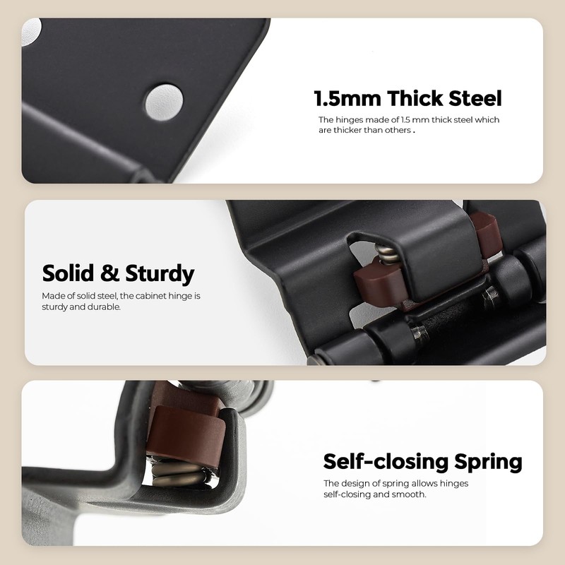 50 Pack 25 Pair Black Cabinet Hinges - 3/8 inch
