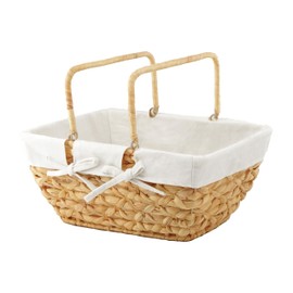 GYASVWU Wicker Picnic Baskets with Handles, Water Hyacinth Basket for Picnic, Wicker Storage Basket for Bread/Flowers/Gift/Wedding/Camping/Farmhouse (Original)