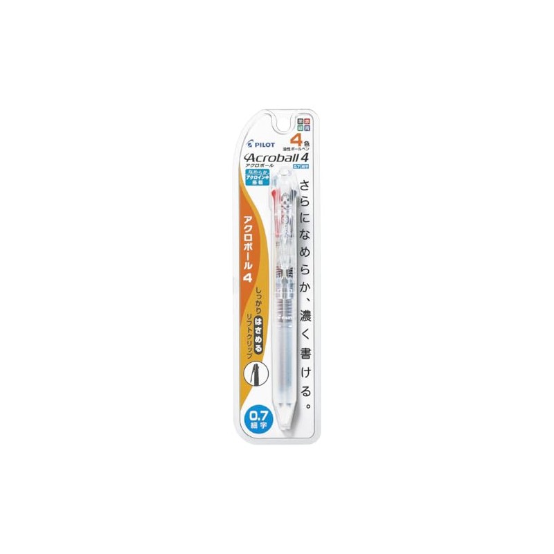 Pilot PBKAB45FNCC 4 Color Ballpoint Pen, Acroball 4, 0.7, Non