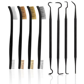 Wire Brush Small Set, 8 Pieces Wire Brush Set, Stainless Steel Brush, Small Brass Brush, Metal Brush, Steel Nylon Brush with 4 Double Ended Hooks for Cleaning Dirt and Rust