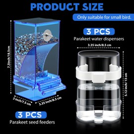 Yaomiao 6 Pcs No Mess Bird Feeders Automatic Clear Parrot Water Dispenser Acrylic Quail Feeder and Watered Cage Accessories Indoor for Small and Medium Parrot Cockatiel Canary (Blue Feeder)