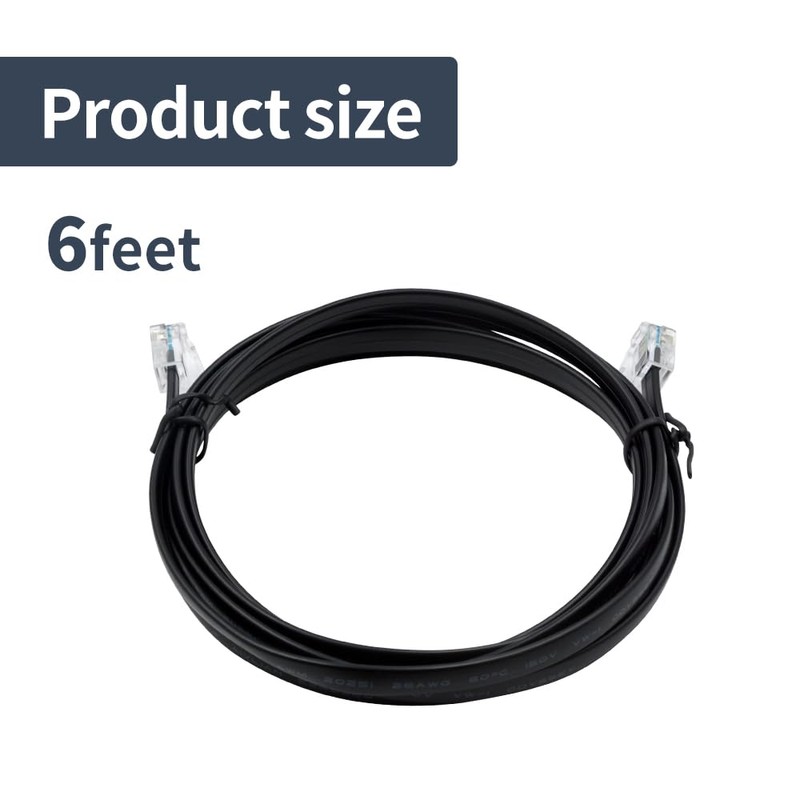 XANHAM RJ12 Cable 6 feet Telephone Line Cord with 6P6C