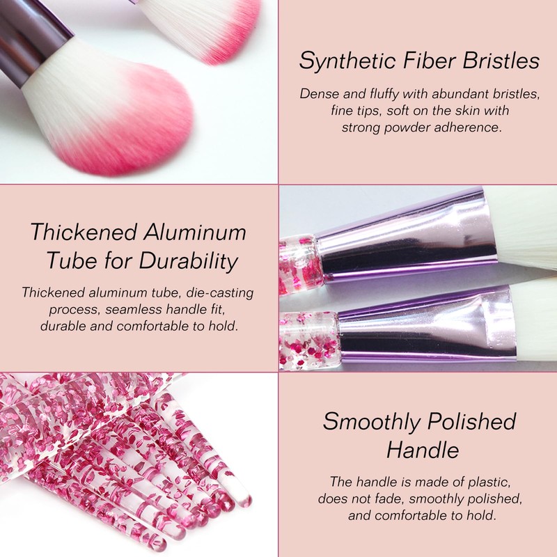 Jaasuee Bling Crystal Makeup Brush Set: 10-Piece Professional Glitter Brushes