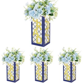 2025 Graduation Table Centerpieces, 4Pcs Graduation Lantren Boxes Graduation Party Decor for Congrats Grad School College Table Decorations Party Photo Props (Blue and Gold)