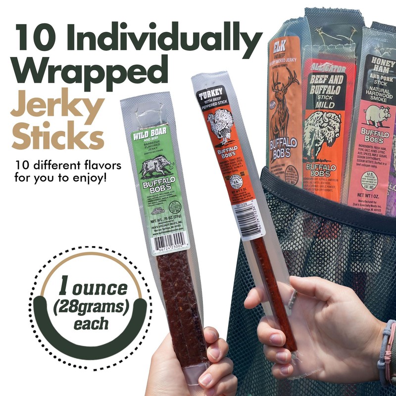 Buffalo Bob’s Wild Game Jerky (10-Pack), Exotic Meat Jerky Sampler