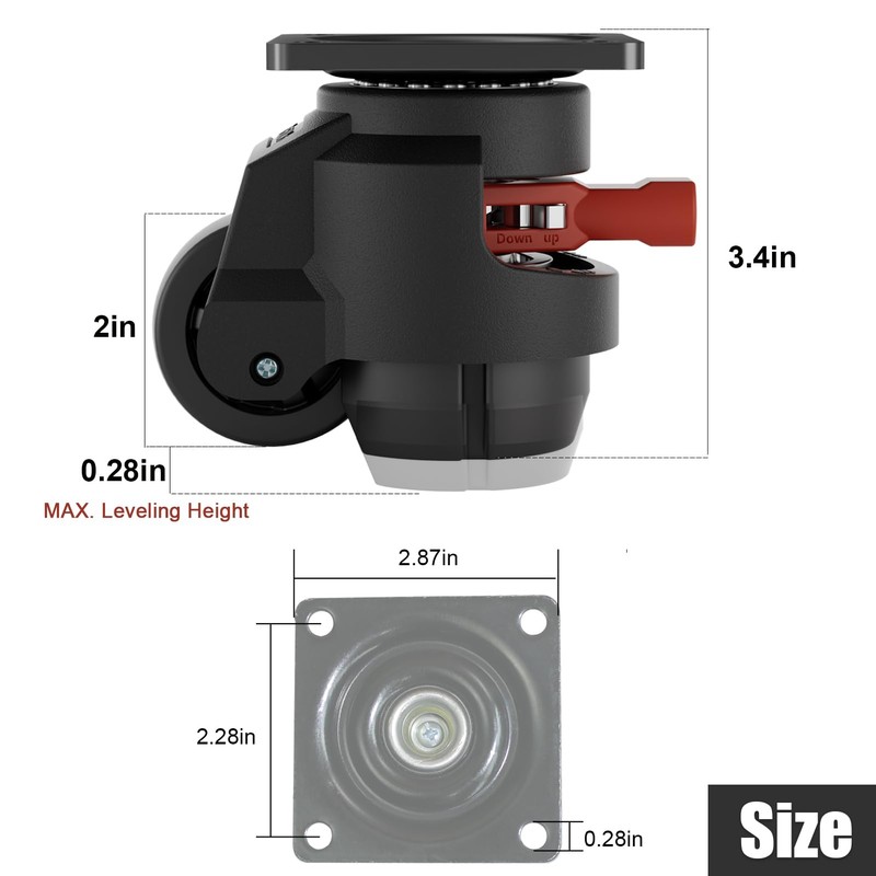 TESUMI Leveling Casters Wheels Set of 4, Heavy Duty 2200LBS