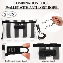 Sanwuta 2 Pack Money Bag with Lock Small Locking Money Bag for Beach Cash Wallet, 6.7 x 11 Inch(Gray, White)