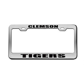 Clemson Tigers Sports Team Chrome License Plate Frame Tag Black