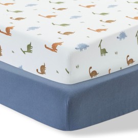 Dreamology Cot sheets, 2 Pack,100% Cotton Jersey Fitted sheets, 2 Pack