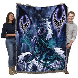 Pure Country Weavers Relic Blanket by Ruth Thompson - Gift Dragon Fantasy Tapestry Throw Woven from Cotton - Made in The USA (72x54)