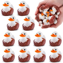 12 PCS Bald Eagle Rubber Ducks, Patriotic Bald Eagle Ducks for Jeeps, Floating Bath Toy, Animal Ducks for Kids & Adults Collection, Independence Day Party Favors, Birthday