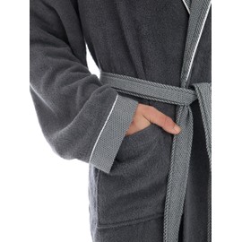 Seritaine Luxurious Men's Robe, 100% Turkish Cotton, Bathrobe Men, Long Spa Robe (L-XL)
