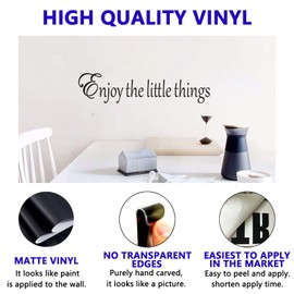 Kitchen Wall Decals, Bar Wall Stickers, Vinyl Art Quotes Dining Room Bathroom Bedroom Living Room Nursery Family Couple Love Inspirational Positive Home, Enjoy The Little Things 26x6 inches Small
