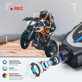 OBEST Motorcycle Helmet Headset with 1080P Camera, Motorcycle Bluetooth Intercom, Waterproof Motorcycle Dashcam Recorder with 32G TF Card, Helmet Wireless Headphones HIFI Stereo Sound for Riding