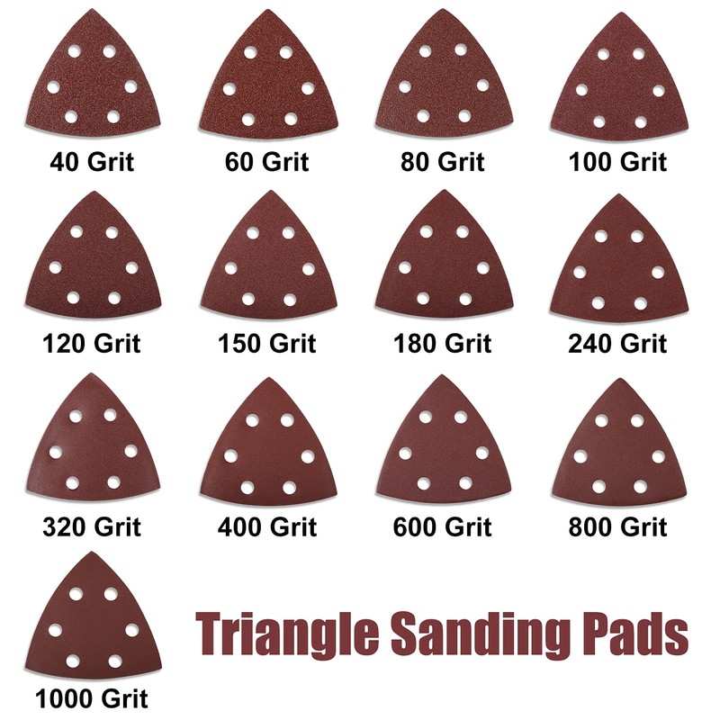 LEONTOOL 50 Pcs Triangle Sanding Pads 120 Grit 3-1/2 Inches