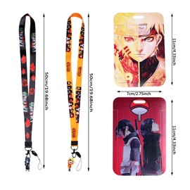 IXOKEV Pack of 2 Anime Card Holder Lanyard, Anime Lanyard with Card Holders, Cartoon Lanyard with Card Holder, Anime Lanyard with Small Pendant, for Girls and Boys