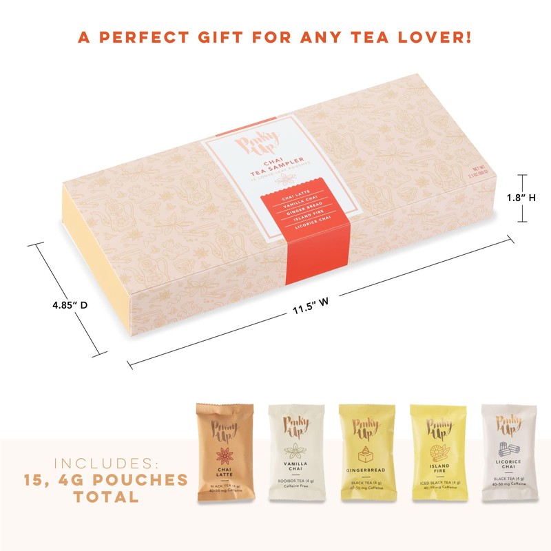 Pinky Up Chai Tea Gift Sampler, Variety Tea Packets of