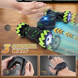 Vmiya Gesture RC Car Toys for Boys 6-12, Gifts for Kids Aged 6 7 8 9 10 11 12, RC Sensing Stunt Car with Cool Lights Music Spray, 2.4Ghz Remote Control Car Double Sided Flip 360° Rotate 4WD Off-Road