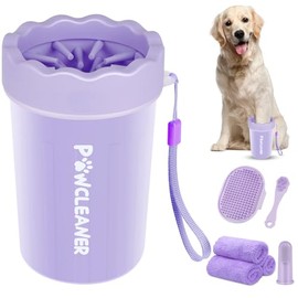 Comotech Limpiador de Patas de Perro, Limpiador de Patas para Perros Y Gatos de Razas Pequeñas, Medianas Y Grandes (Con 3 Toallas Absorbentes) (Morado