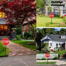 Felexdo Stop Sign with Posts, 30 x 30 cm Aluminium Sign Outdoor Waterproof UV Protection with Pre-Drilled Holes for Easy Installation